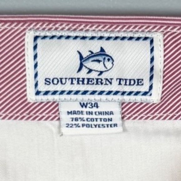 Southern Tide Women's Pink And White Seer Sucker Flat Front Chino Shorts W34 - Picture 7 of 8